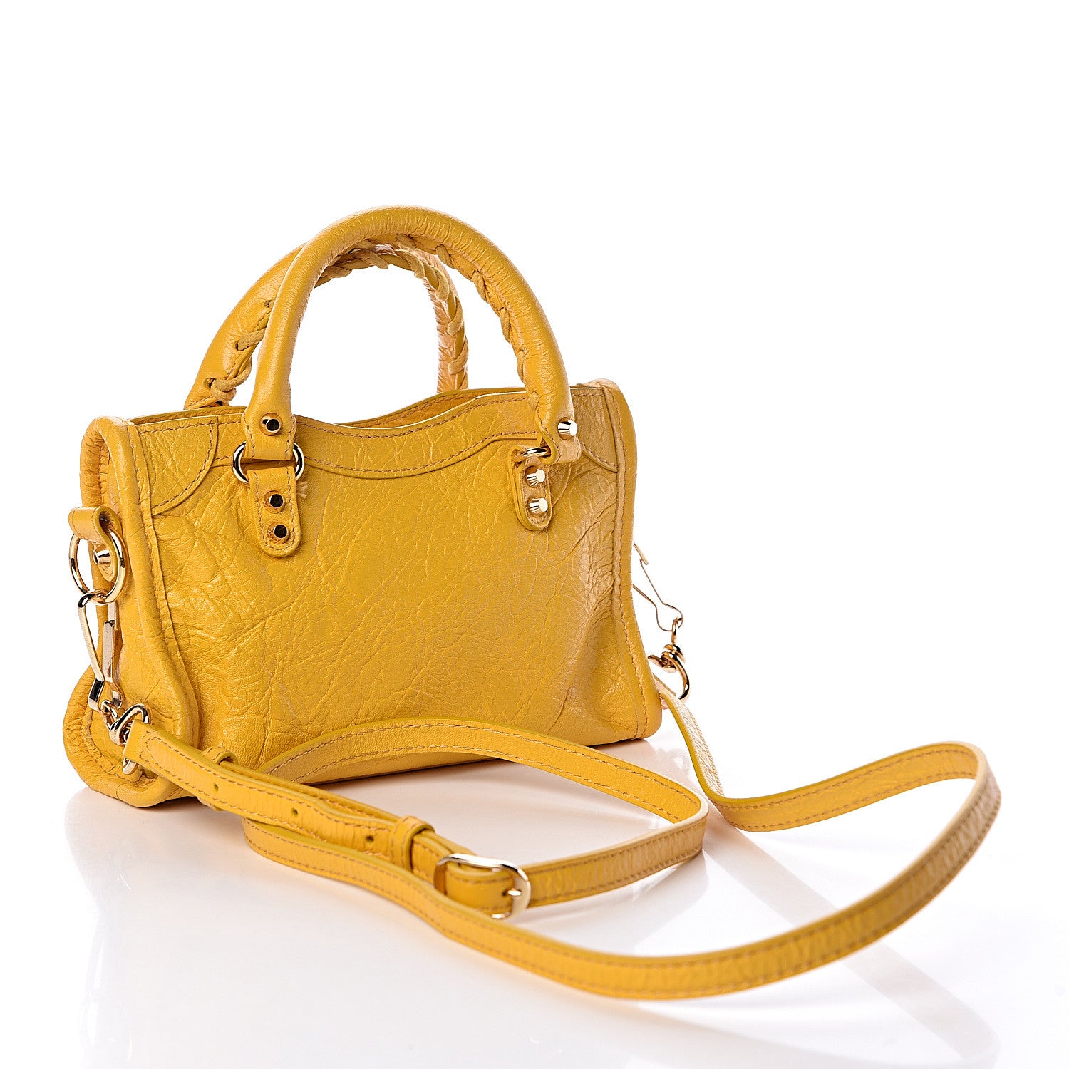 Balenciaga Agneau Classic Gold Hardware Nano City Jaune Epi 4 of 11