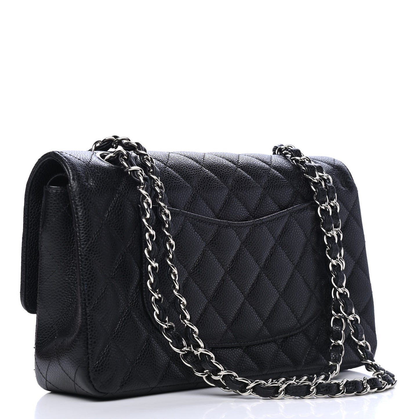 Caviar Quilted Medium Double Flap Black
