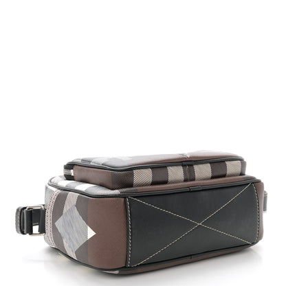 Burberry E-Canvas Calfskin Geometric Check Paddy Messenger Dark Birch Brown White 4 of 14