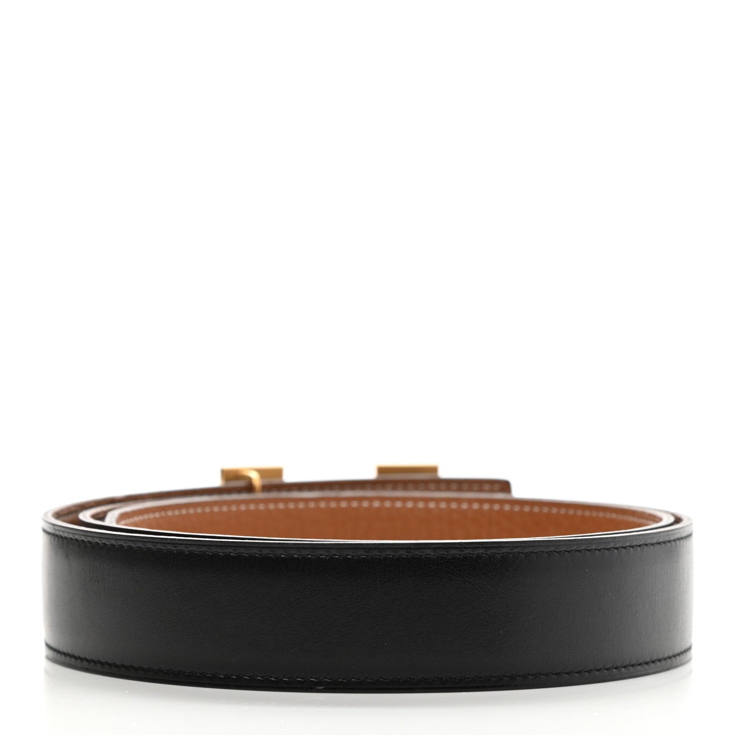 Hermes Togo Box 32mm Strie H Belt 95 Gold Black 2 of 6