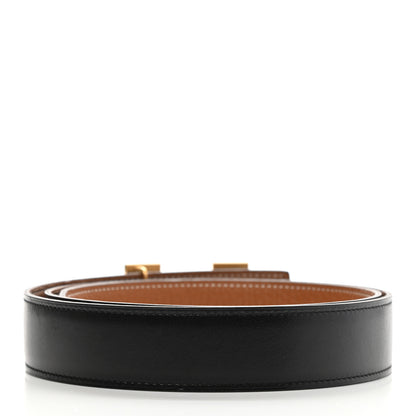 Hermes Togo Box 32mm Strie H Belt 95 Gold Black 2 of 6