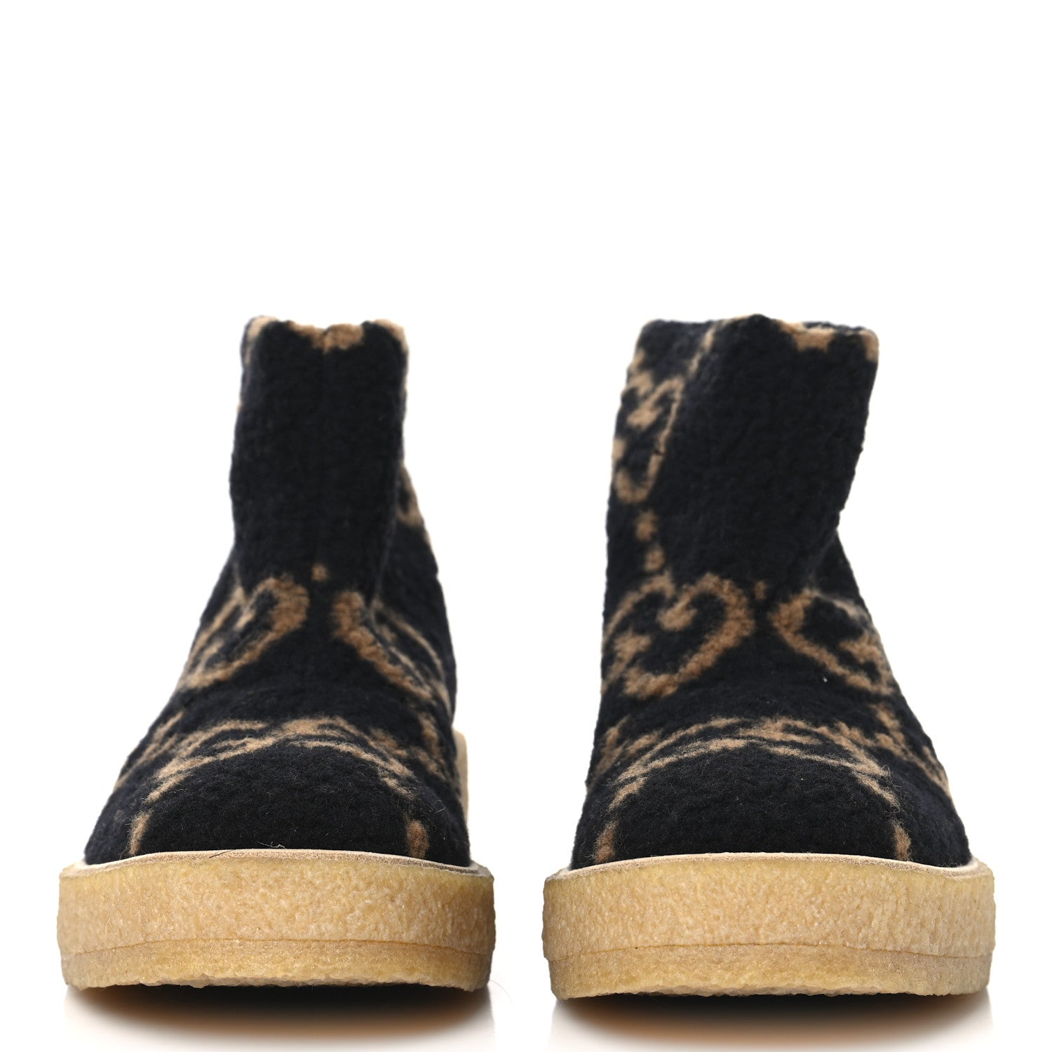 Gucci Faux Shearling Hooper GG Womens Ankle Boots 39 Black Natural Tan 3 of 10