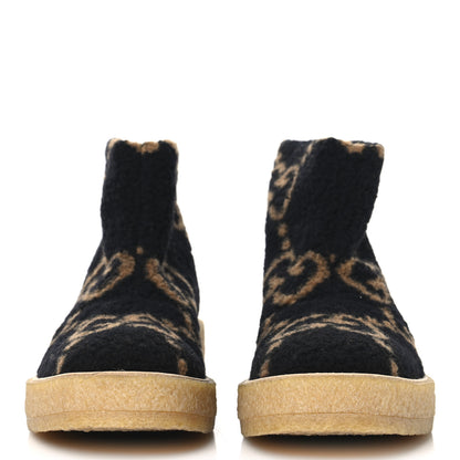 Gucci Faux Shearling Hooper GG Womens Ankle Boots 39 Black Natural Tan 3 of 10