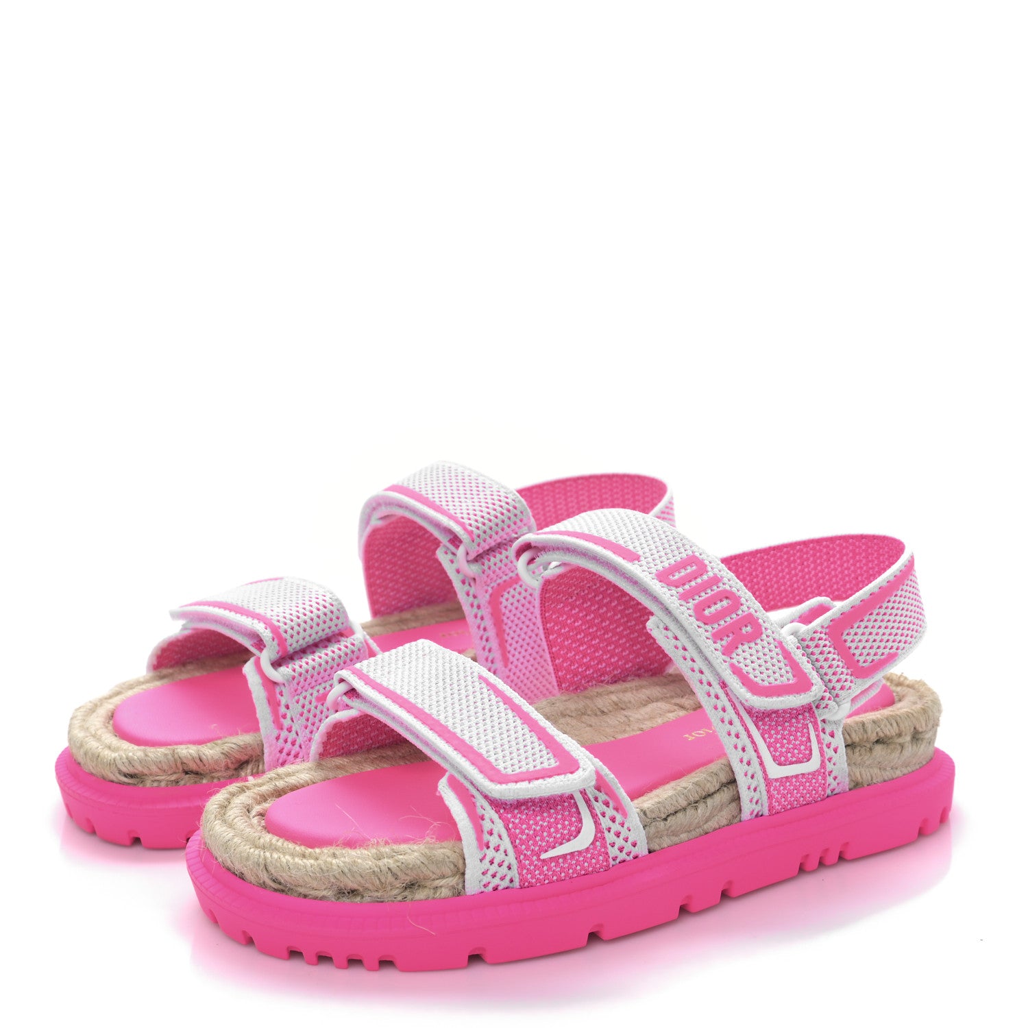 Christian Dior Technical Knit Jute Dioract 10mm Sandals 36.5 White Fuchsia 3 of 8