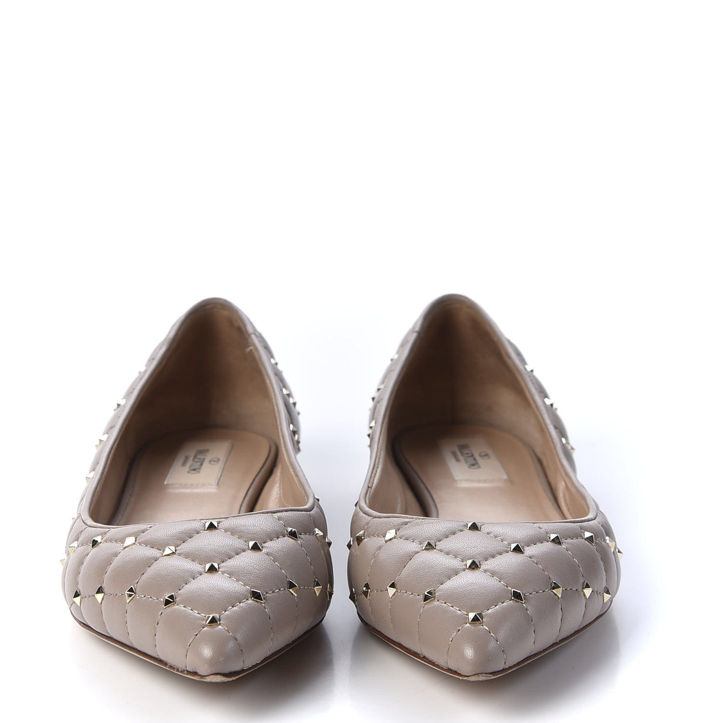 Nappa Rockstud Spike Ballerina Flats 38 Poudre