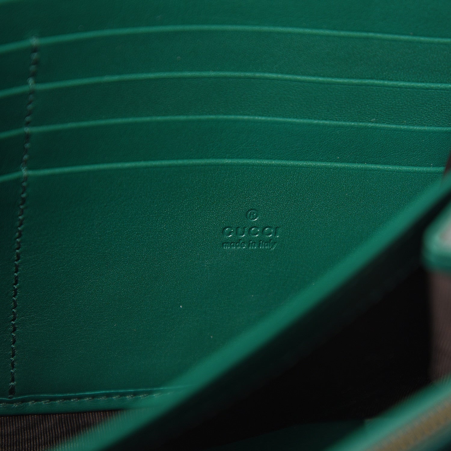 Gucci Calfskin Matelasse GG Marmont Chain Wallet Emerald Green 5 of 10