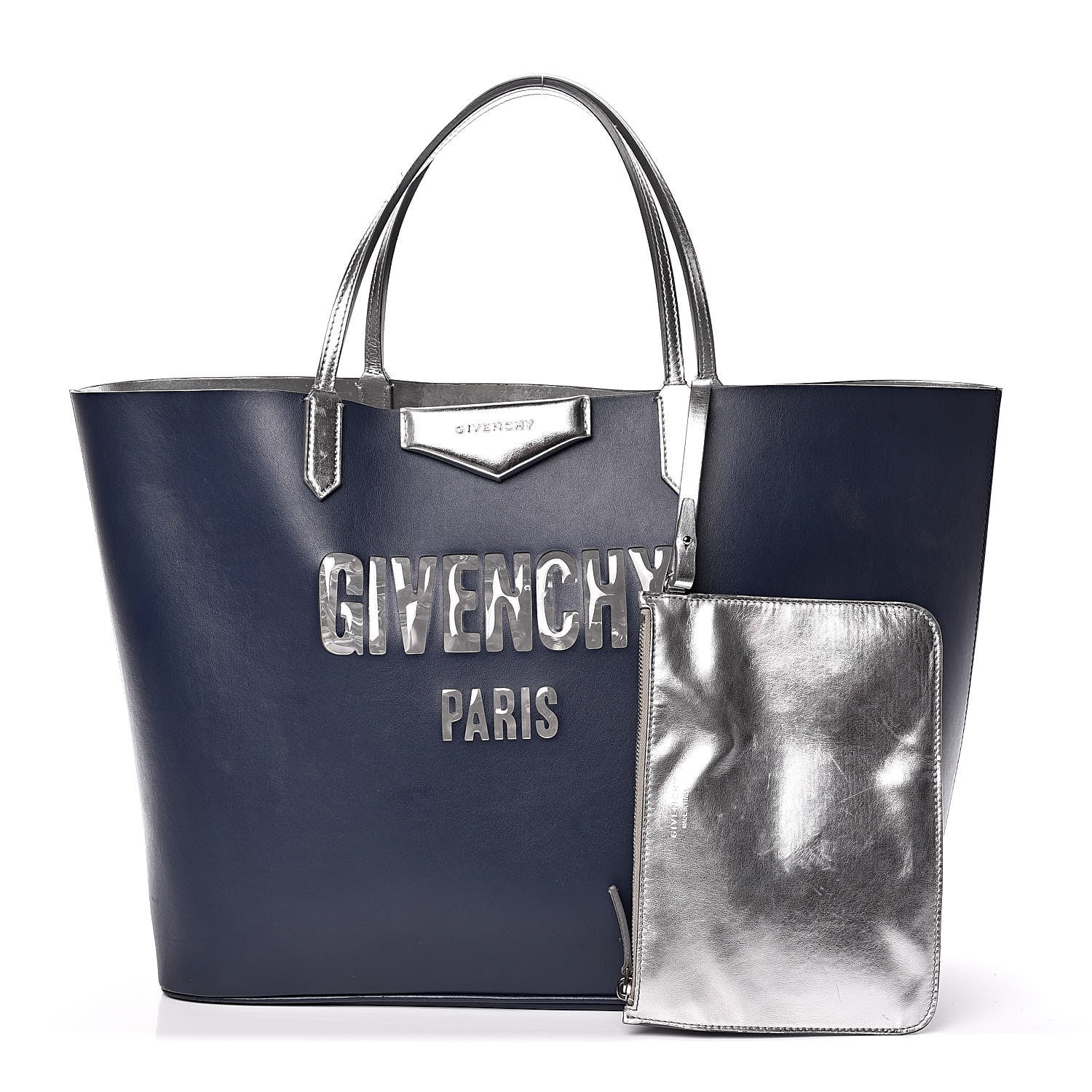 Givenchy Calfskin Large Antigona Tote Night Blue Silver 1 of 27