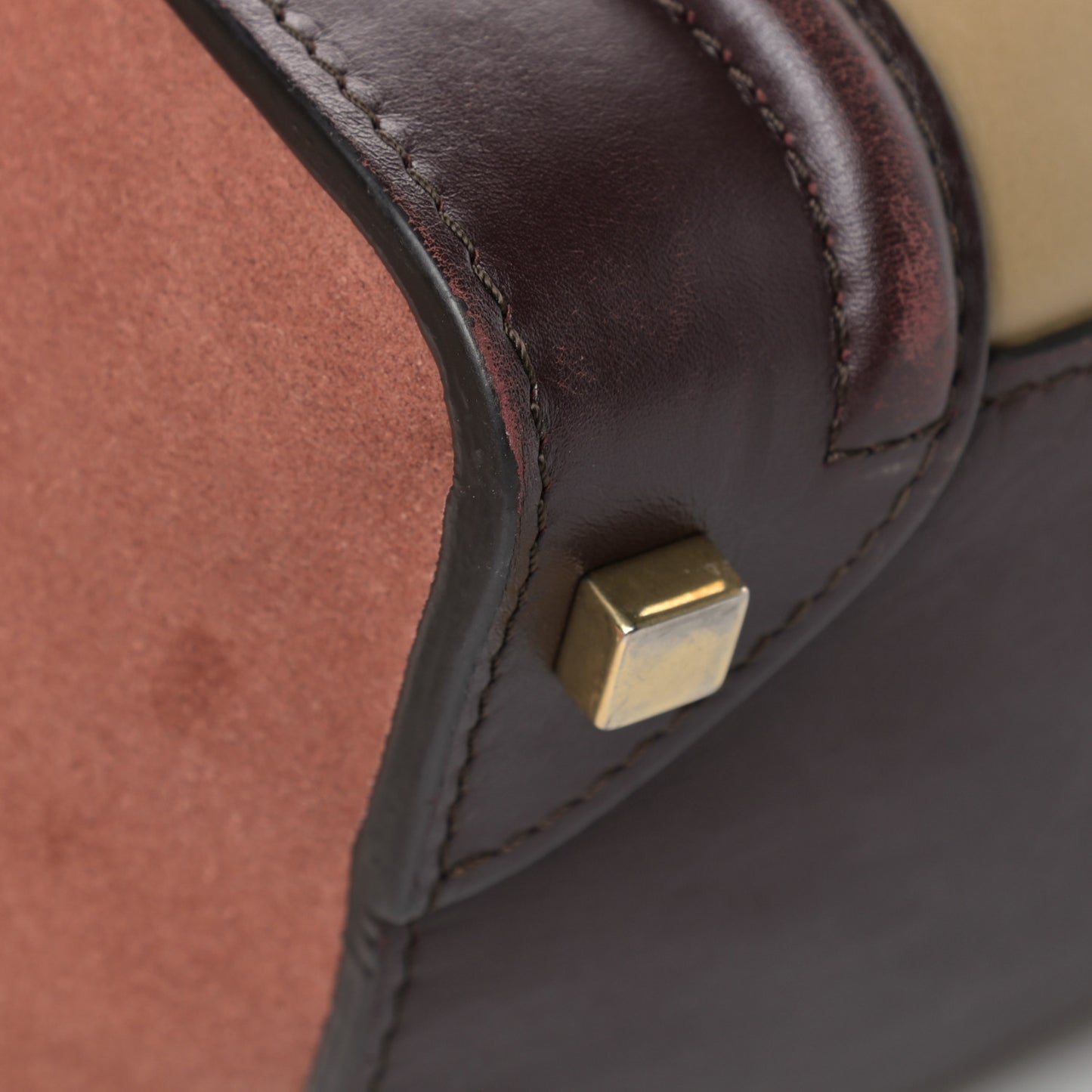 Smooth Calfskin Suede Micro Tri-Color Luggage Beige