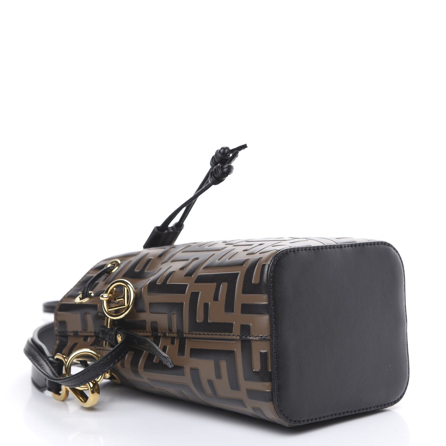 Vitello Liberty F is Fendi Bi-Color FF 1974 Embossed Mini Mon Tresor Bucket Bag Maya Black