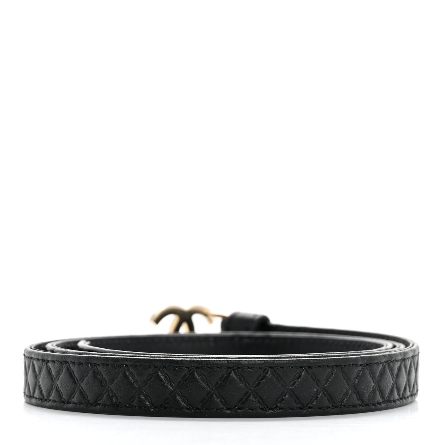 Calfskin Quilted CC Belt 80 32 Black
