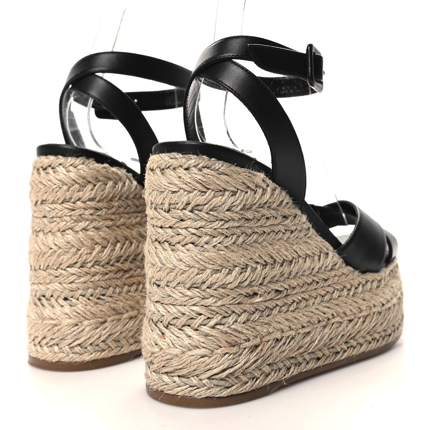Christian Louboutin Goatskin Mariza Zeppa 130 Espadrille Sandals 38 Black 4 of 7