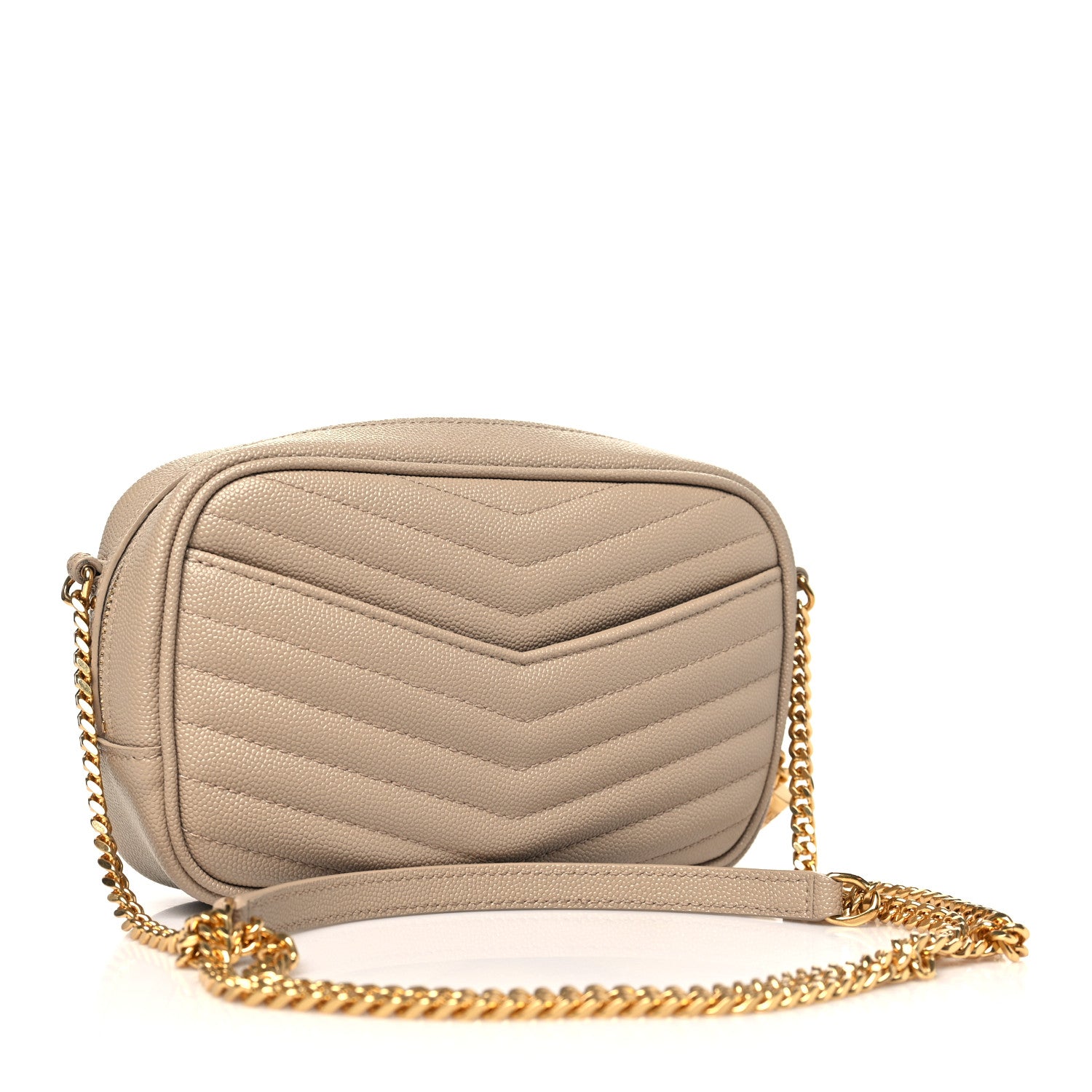 Saint Laurent Grain De Poudre Matelasse Monogram Mini Lou Camera Bag Dark Beige 3 of 10