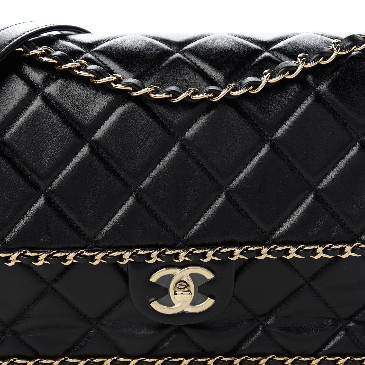 Chanel Crumpled Calfskin Quilted Large Chain All Over Flap Bag Black 10 of 10
