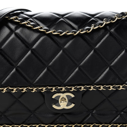 Chanel Crumpled Calfskin Quilted Large Chain All Over Flap Bag Black 10 of 10