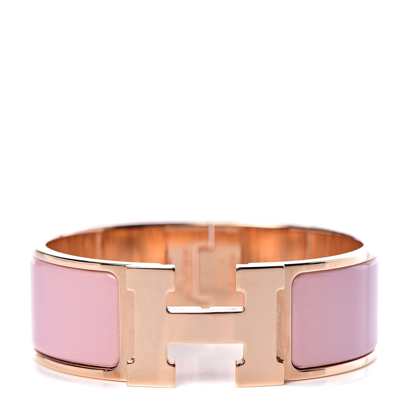 Enamel Wide Clic Clac H Bracelet PM Rose Nacarat