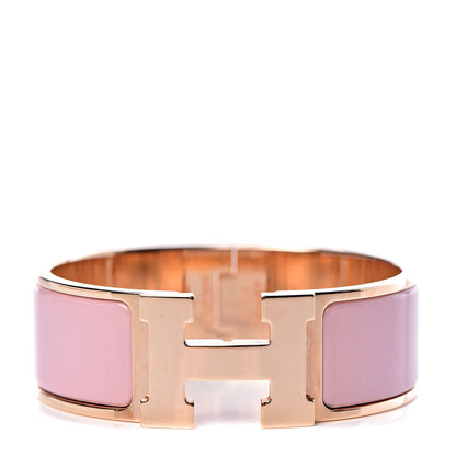 Hermes Enamel Wide Clic Clac H Bracelet PM Rose Nacarat 1 of 4