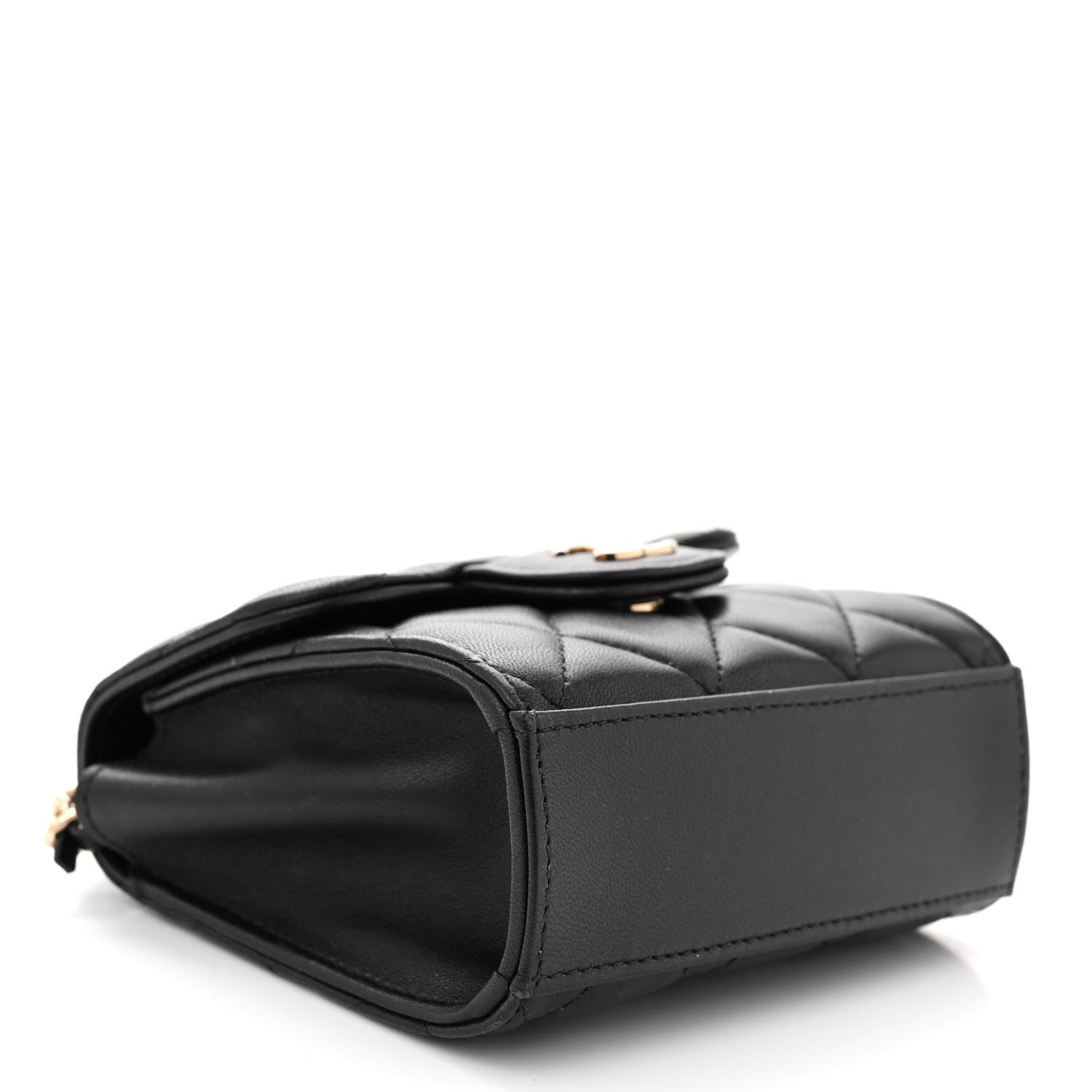 Chanel Lambskin Quilted Top Handle Flap Clutch With Chain Black 4 of 10