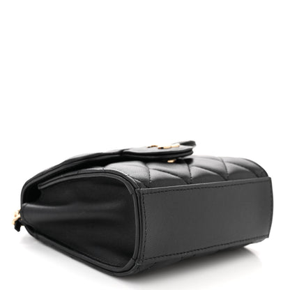 Chanel Lambskin Quilted Top Handle Flap Clutch With Chain Black 4 of 10