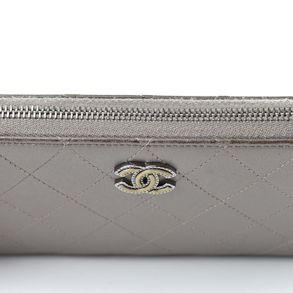 Chanel Calfskin Resin Stitched Zip Around Wallet Grey 16 of 17