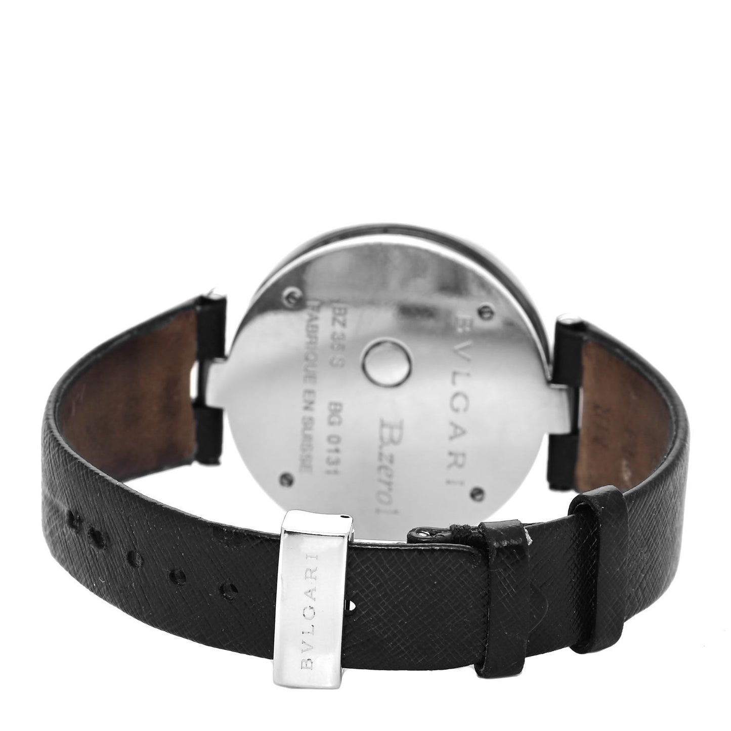 Stainless Steel Calfskin Diamond 35mm B.Zero1 Sun & Moon Quartz Watch Black