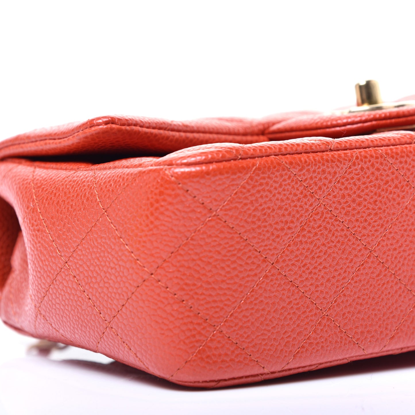 Pearly Caviar Quilted Mini Rectangular Flap Orange
