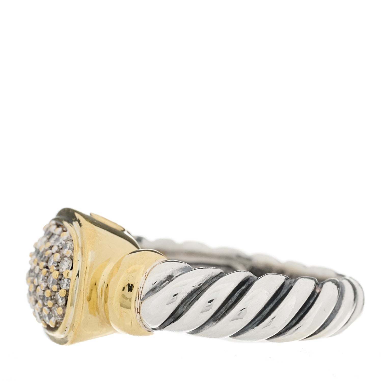 David Yurman Sterling Silver 14K Yellow Gold Diamond 10mm Noblesse Ring 51 5.75 4 of 6