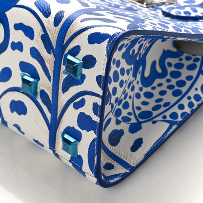 Salvatore Ferragamo Calfskin Foliage Print Mini The Studio Bag White Blue 8 of 8