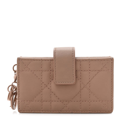 Christian Dior Ultra Matte Calfskin Cannage Lady Dior 5-Gusset Card Holder Blush Powder 1 of 13