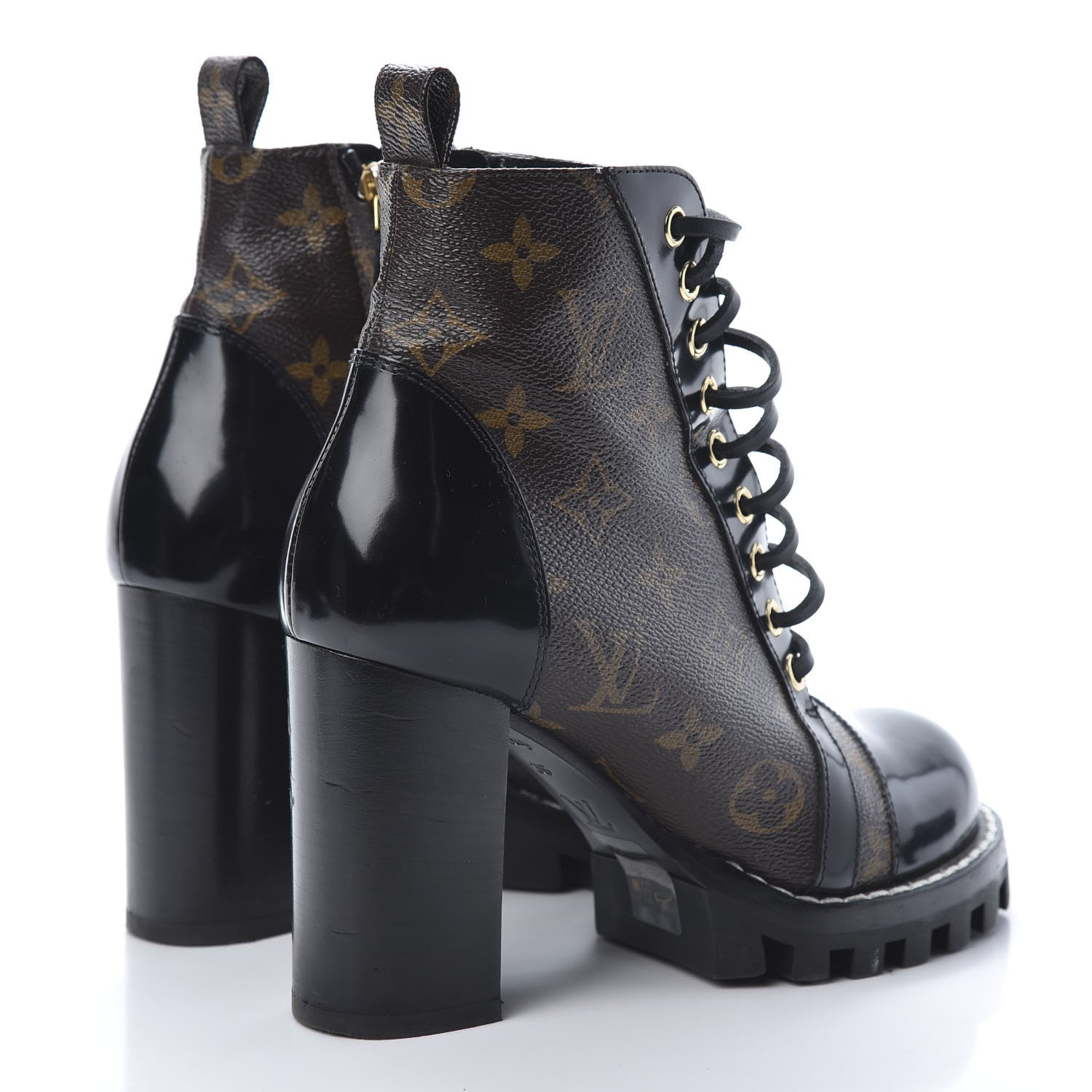 Louis Vuitton Patent Calfskin Monogram Star Trail Ankle Boots 36 Black 4 of 9