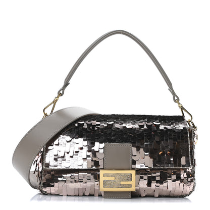 Fendi Sequin Paillettes Vitello Grace Sex and the City Baguette Tortora 1 of 10