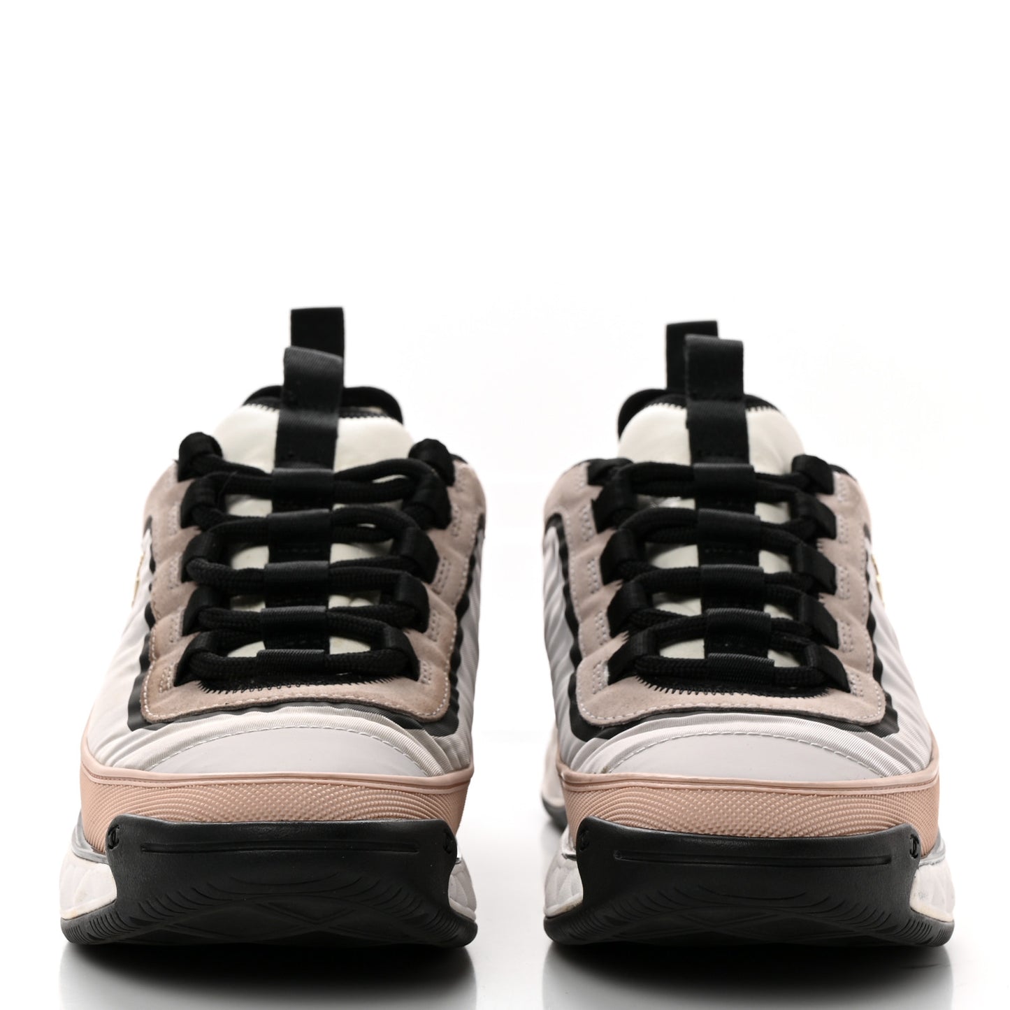 Suede Calfskin Mixed Fibers CC Sneakers 39 Pink Grey