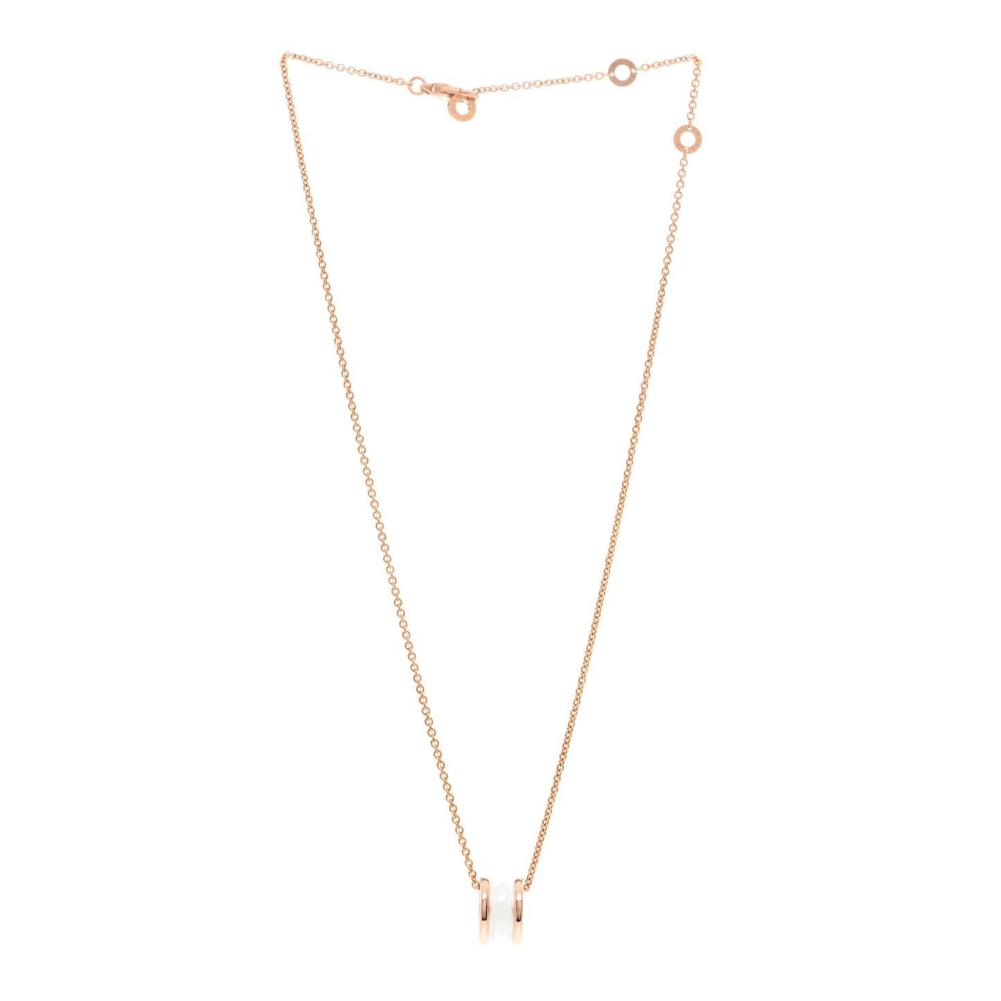 18K Rose Gold White Ceramic B.Zero1 Pendant Necklace