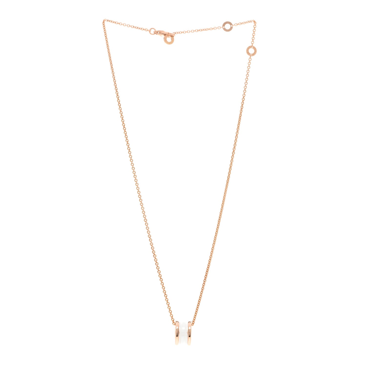Bulgari 18K Rose Gold White Ceramic B.Zero1 Pendant Necklace 3 of 5