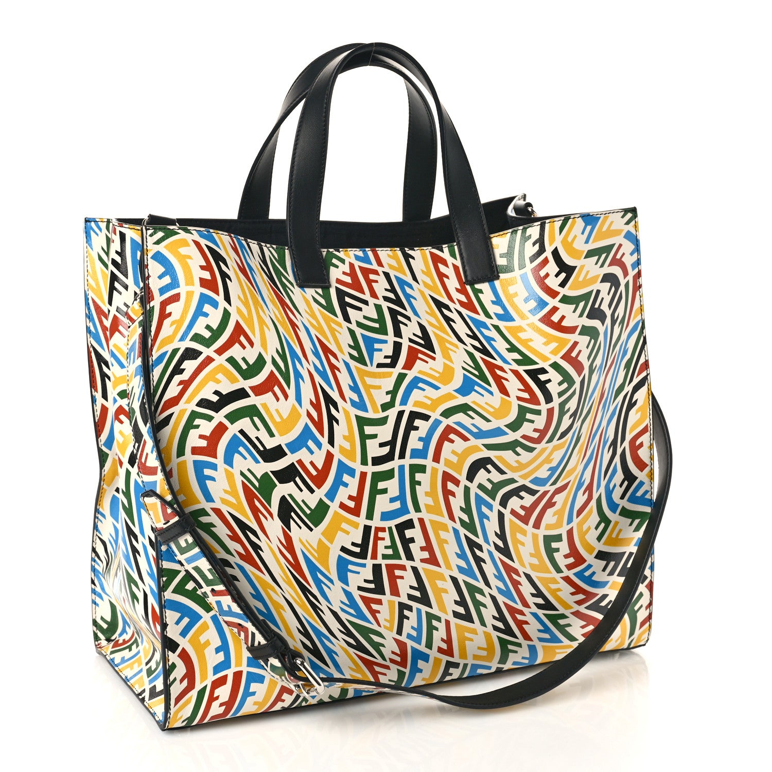Fendi X SARAH COLEMAN Vitello Grace Light FF Vertigo Shopping Tote White Ice Multicolor 3 of 8