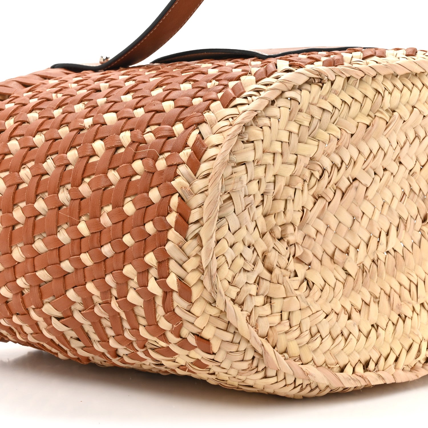 Loewe Raffia Calfskin Woven Basket Tote Bag Natural Tan 10 of 14