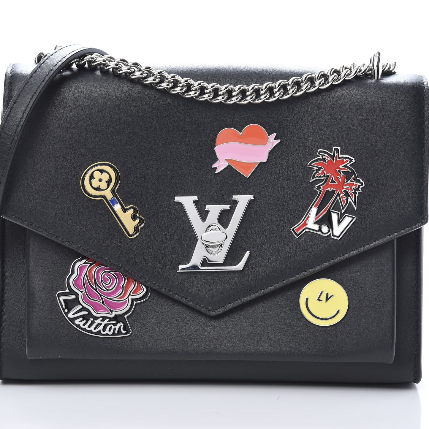 Soft Calfskin Pins My Lockme Chain Bag BB Black