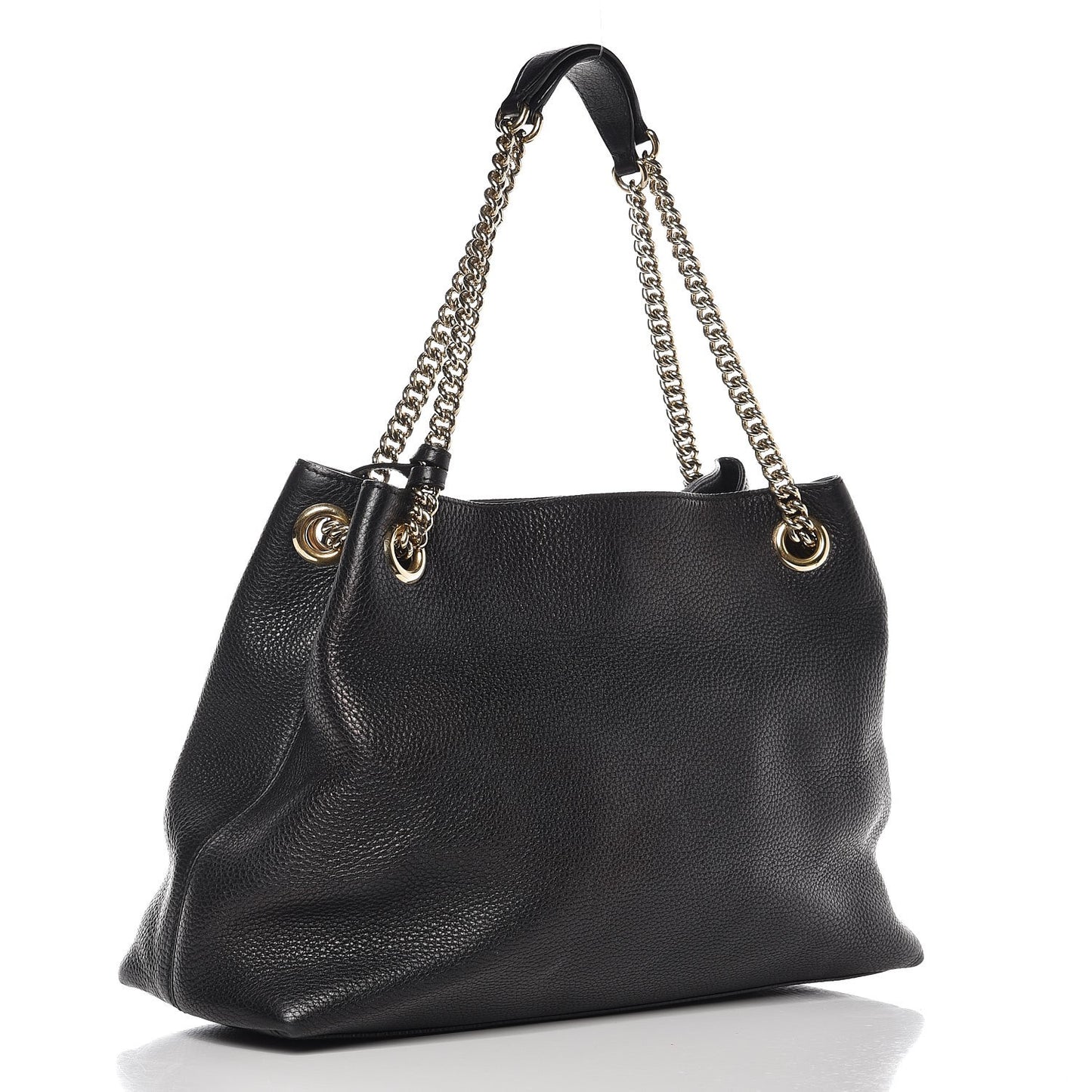 Pebbled Calfskin Medium Soho Chain Shoulder Bag Black