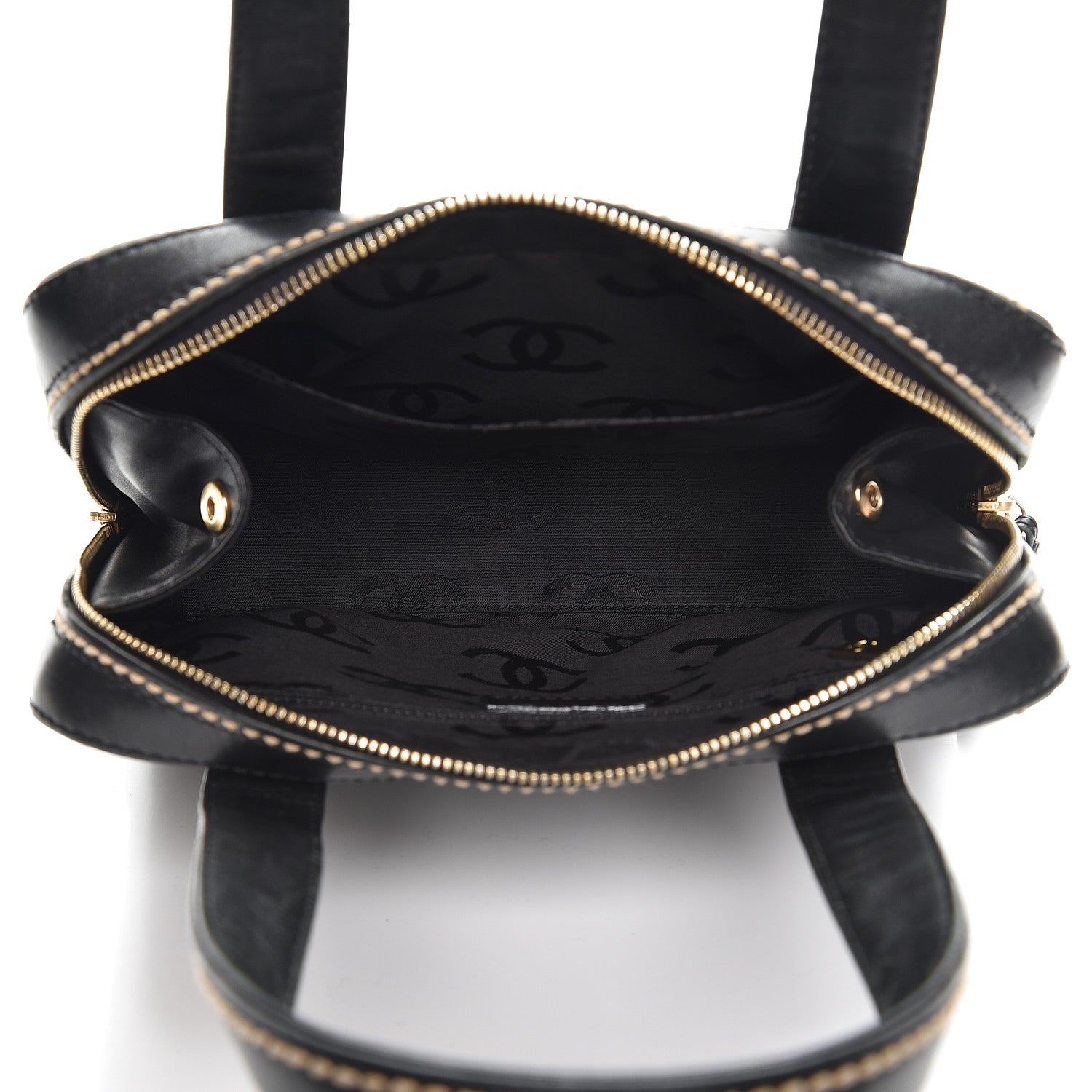 Chanel Calfskin Contrast Stitch Small Surpique Bowler Black 5 of 9