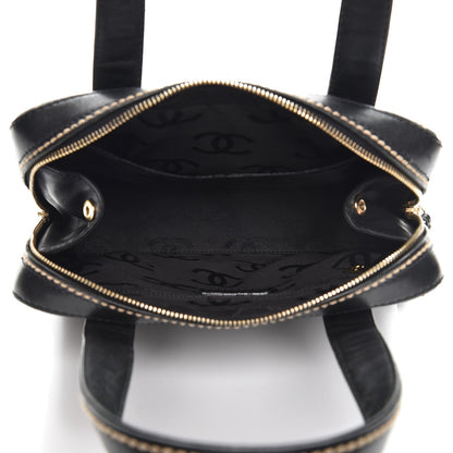 Chanel Calfskin Contrast Stitch Small Surpique Bowler Black 5 of 9