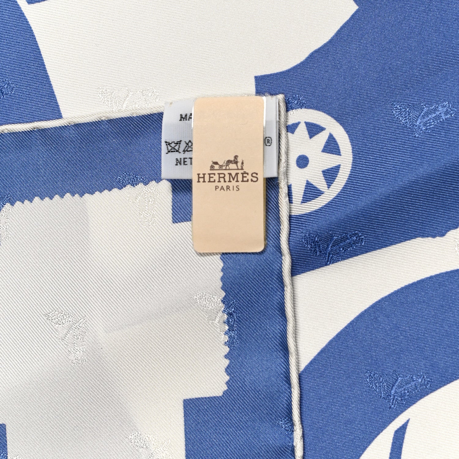 Hermes Silk Tete De Cheval Tout En Carre Scarf 90 Bleu Lavande Blanc 6 of 6