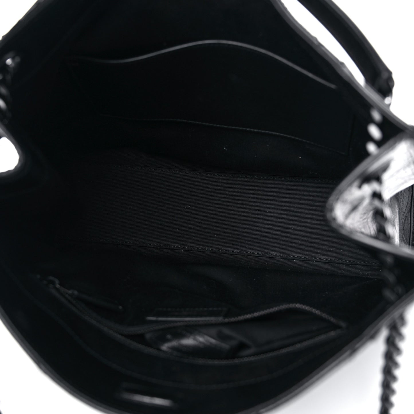 Crinkled Calfskin Matelasse Monogram Medium Niki Shopper Tote Black