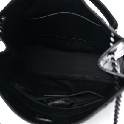 Saint Laurent Crinkled Calfskin Matelasse Monogram Medium Niki Shopper Tote Black 5 of 9