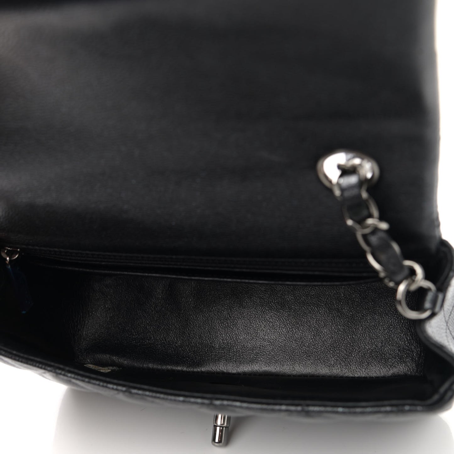 Iridescent Caviar Quilted Mini Rectangular Flap Black