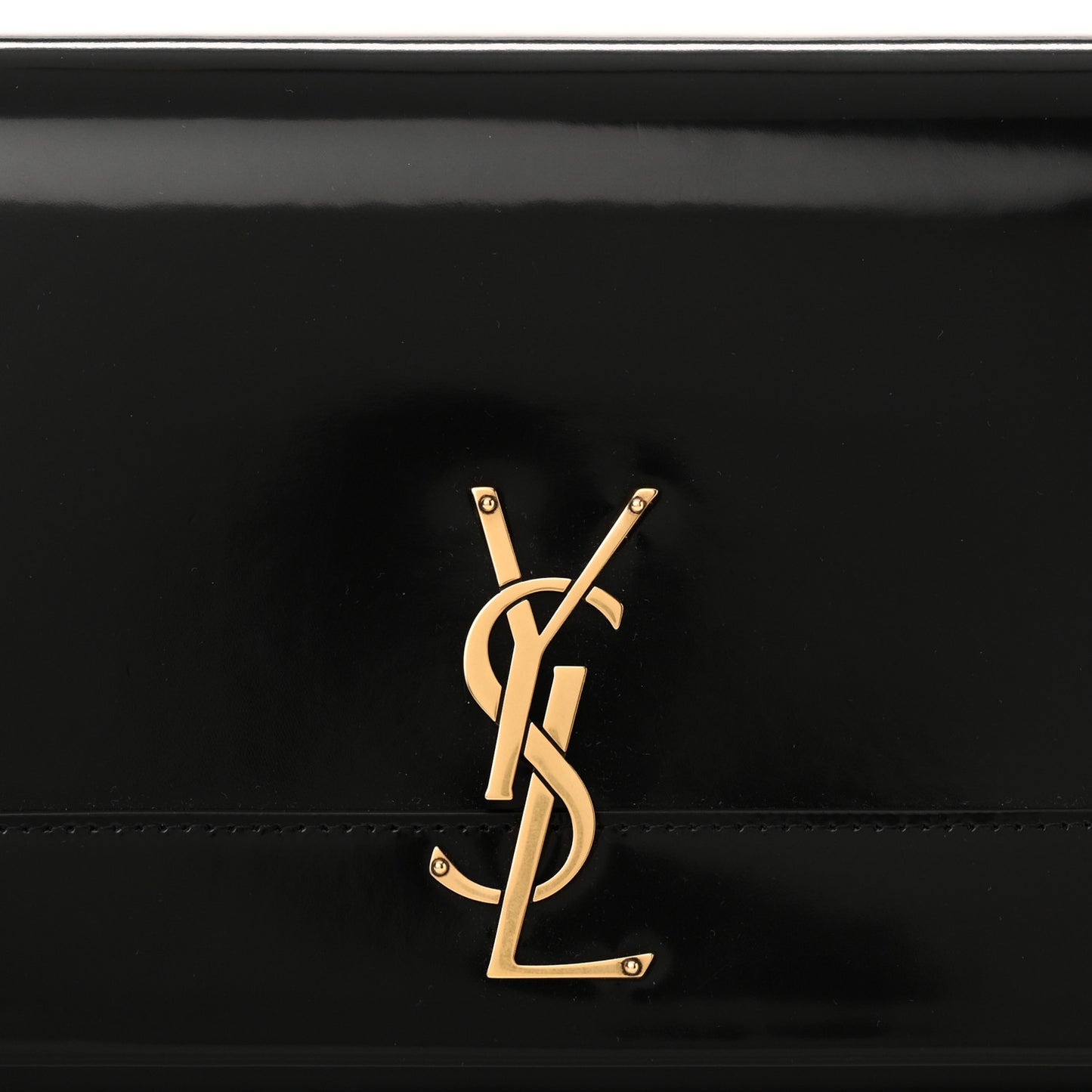 Lambskin Patent Monogram Cassandre Clasp Flap Pouch Black