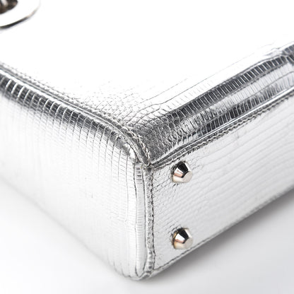 Christian Dior Metallic Lizard Mini Lady Dior Silver 10 of 17