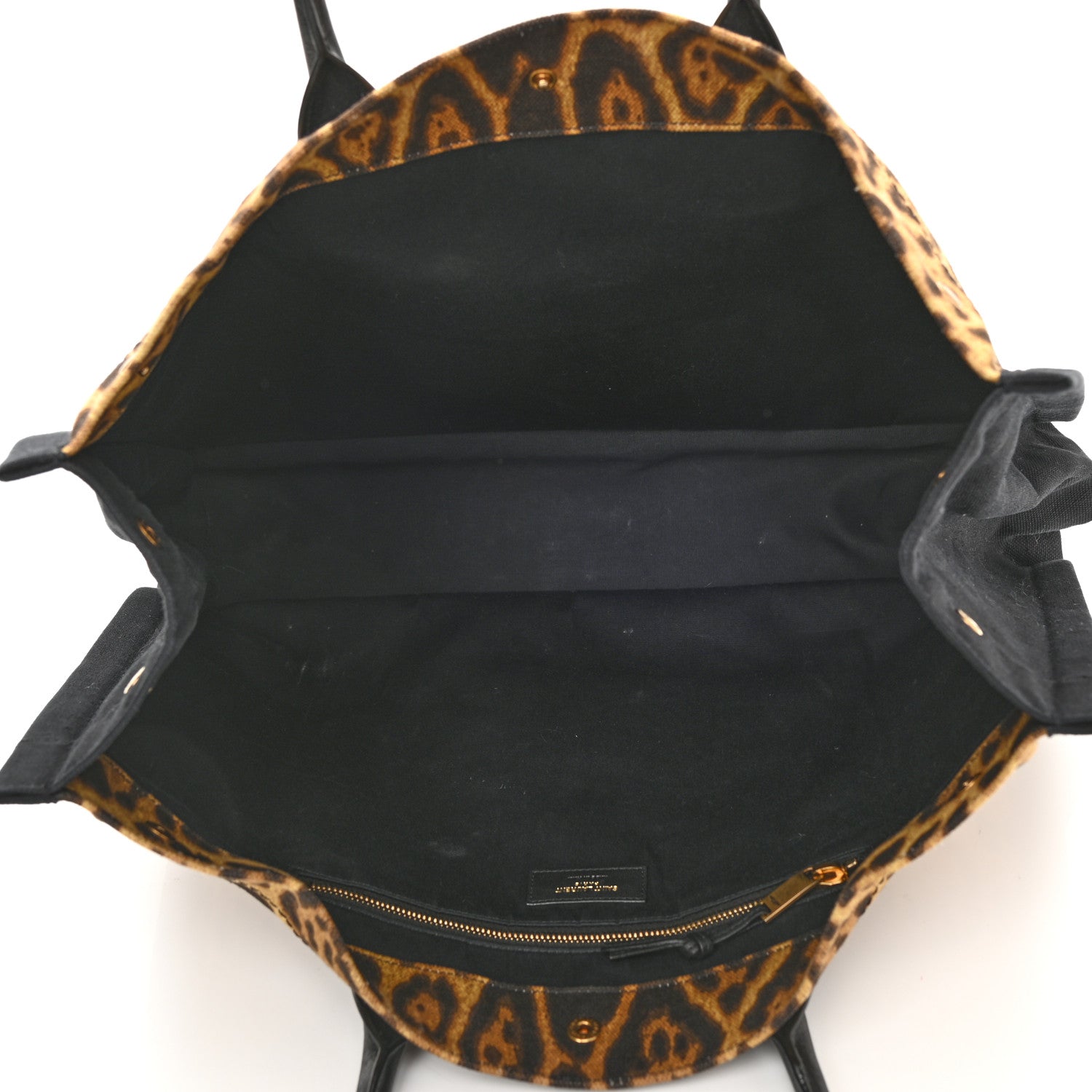 Saint Laurent Canvas Calfskin Leopard Print Rive Gauche Noe Tote Natural Black 5 of 9