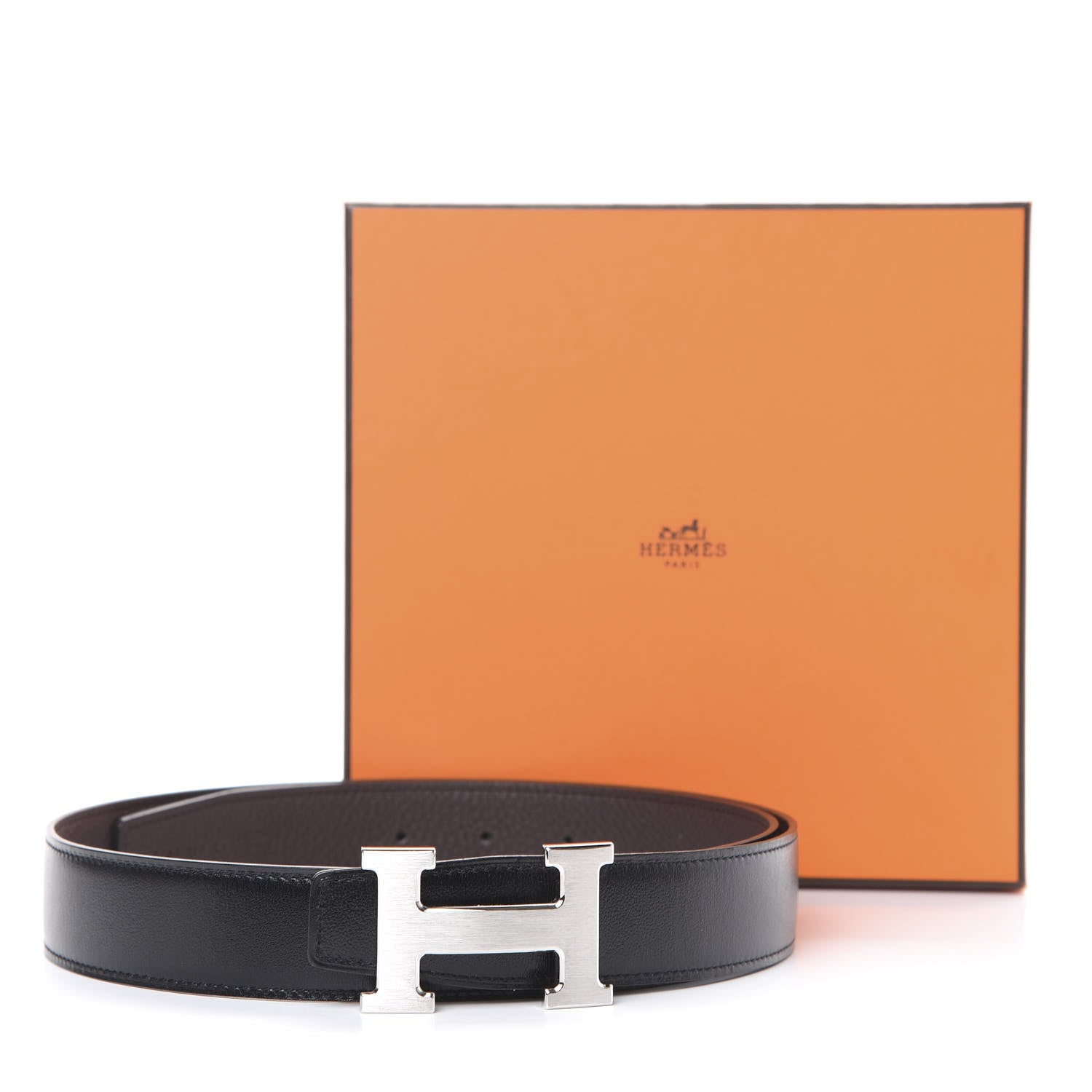 Hermes Box Togo 32mm H Belt 85 Black Chocolate 6 of 6