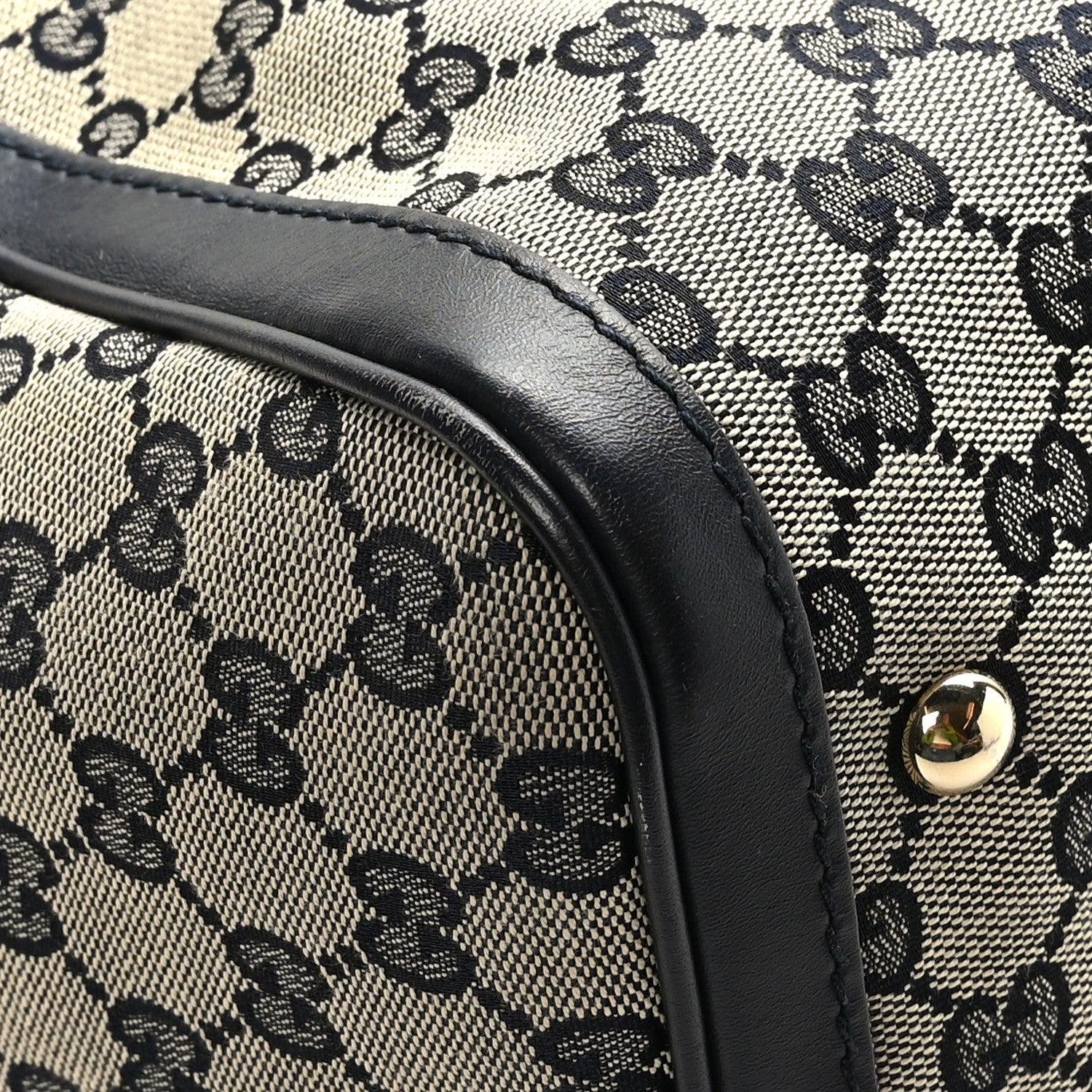 Gucci Monogram Selleria Calfskin Vintage Web Medium Boston Beige Blue 8 of 11