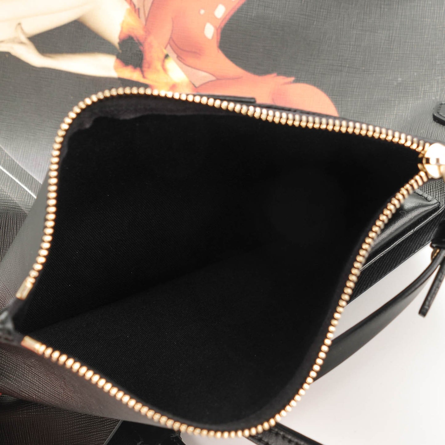 Textured Coated Canvas Bambi Print Large Antigona Tote Black