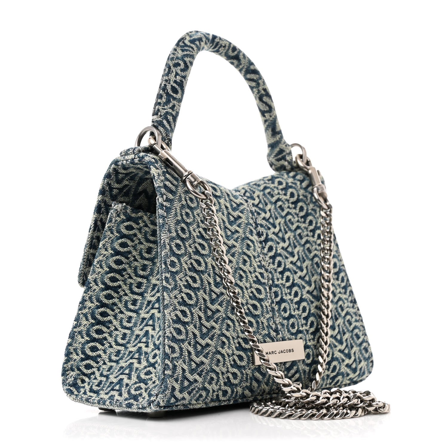 Marc Jacobs Sun Faded Denim Monogram The St Marc Mini Top Handle Bag Blue 3 of 13